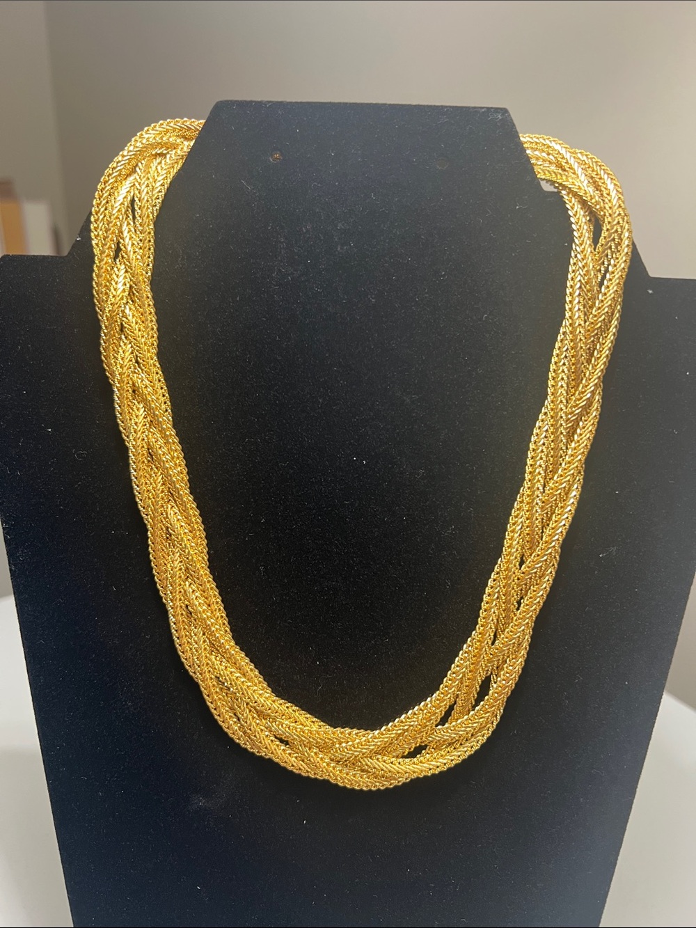Brilliant Gold-Tone Braided Multi-Strand Necklace -  Estate Vintage